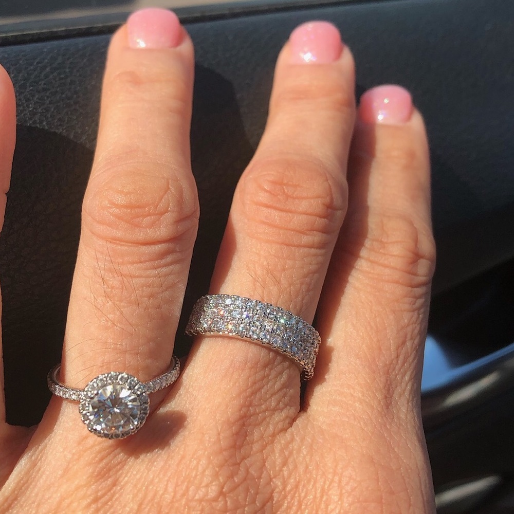 NEW SILVER ENGAGEMENT WEDDING RING DIAMOND - Picture 10 of 10